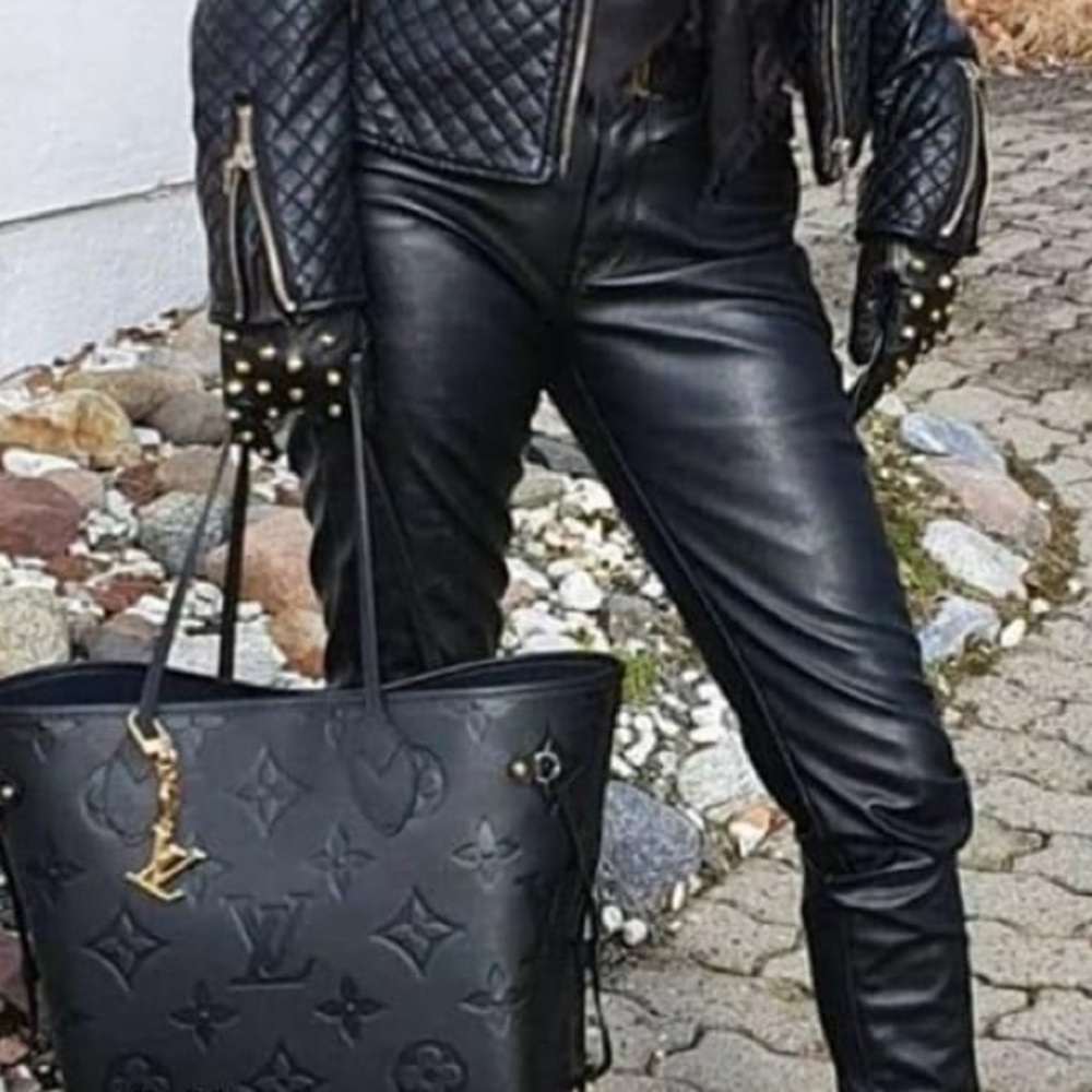 NEW Louis Vuitton NEVERFULL MM Monogram Empreinte w/ luggage tag BLACK - Picture 14 of 16